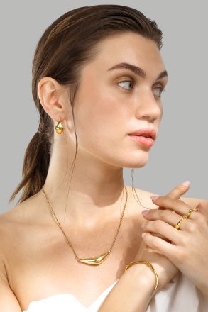 Rannekoru Wave Cuff - 18k Kullattu
