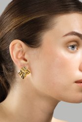 Korvakoru Golden Ripple Studs - 18k Kullattu