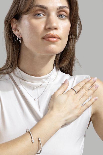 Kaulakoru Pearl Grace – Hopeoitu
