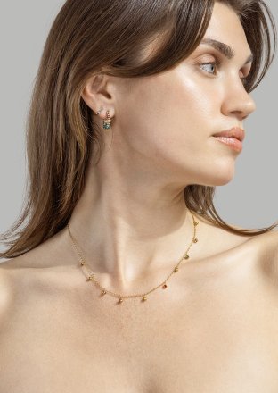 Colored Pearl Hoop Korvakoru - 18k Kullattu