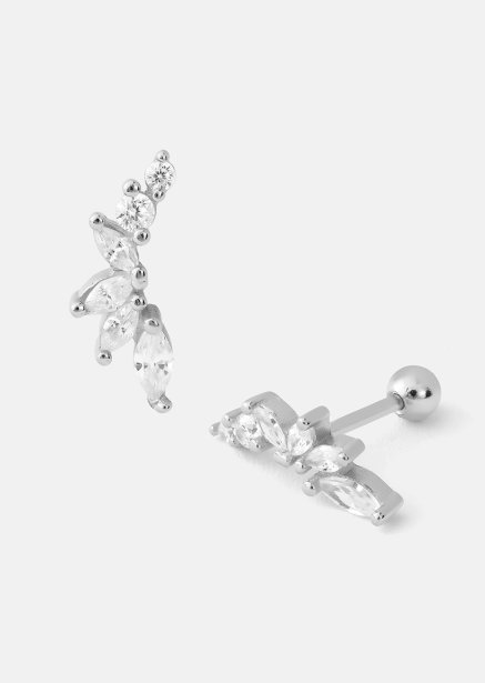 Korvakorut Leaf Studs - Hopeoitut
