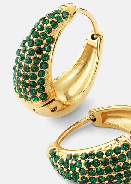 Korvakoru Green Crystal Hoop - 18k Kullattu