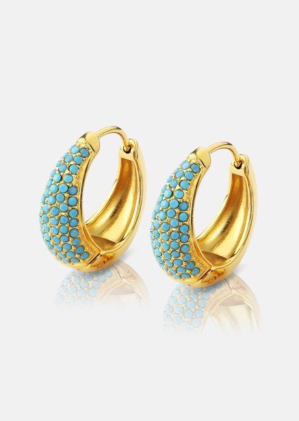 Korvakoru Turquoise Crystal Bold Hoops - 18k Kullattu