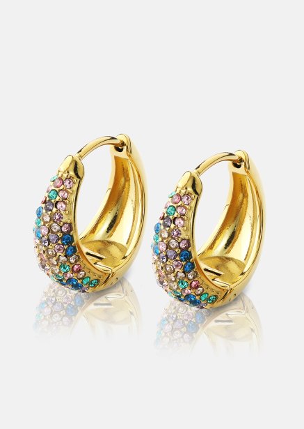 Korvakoru Multicolor Crystal Bold Hoops - 18k Kullattu