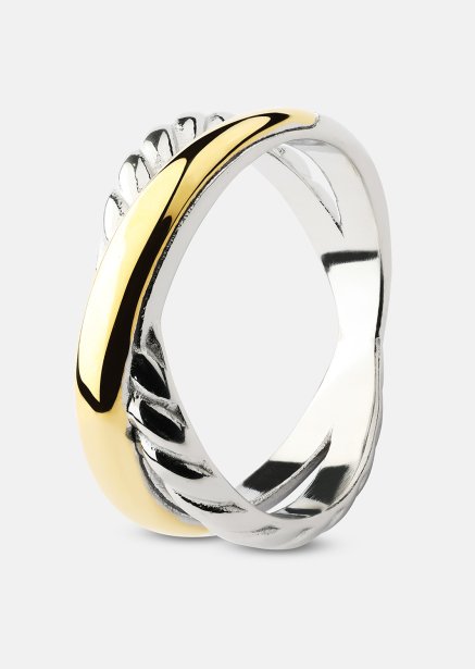 Sormus Golden Silver Twist - 18k Kullattu