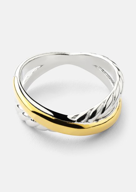 Sormus Golden Silver Twist - 18k Kullattu
