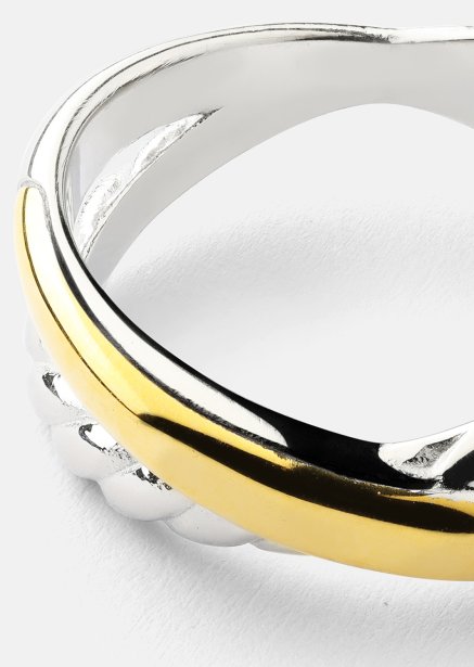 Sormus Golden Silver Twist - 18k Kullattu