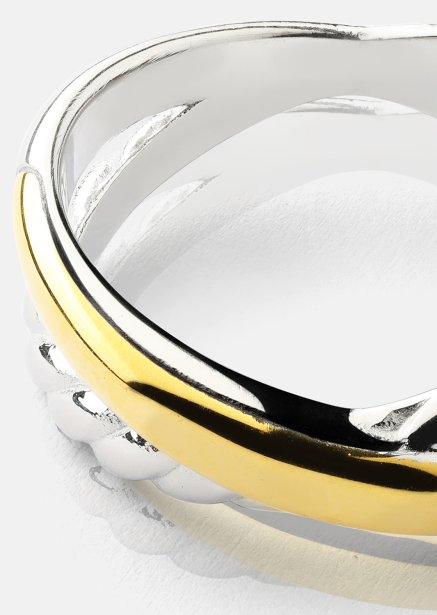 Sormus Golden Silver Twist - 18k Kullattu