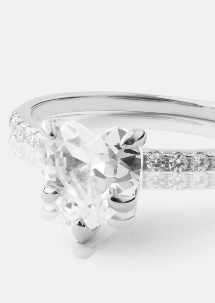 Heartlight Solitaire Sormus - Hopeoitu