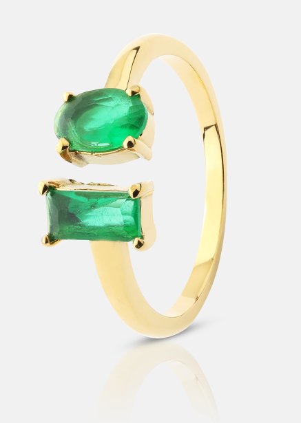 Sormus Emerald Duo - 18k Kullattu