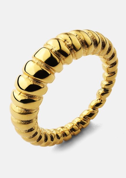 Sormus Bold Ribbed - 18k kultapäällysteinen