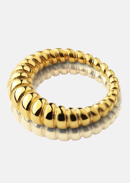 Sormus Bold Ribbed - 18k kultapäällysteinen