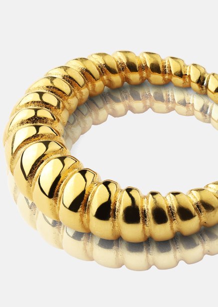 Sormus Bold Ribbed - 18k kultapäällysteinen