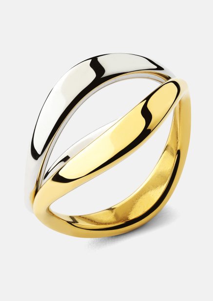 Sormus Bicolor Wave - 18k Kullattu