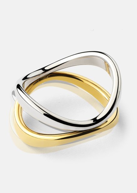 Sormus Bicolor Wave - 18k Kullattu