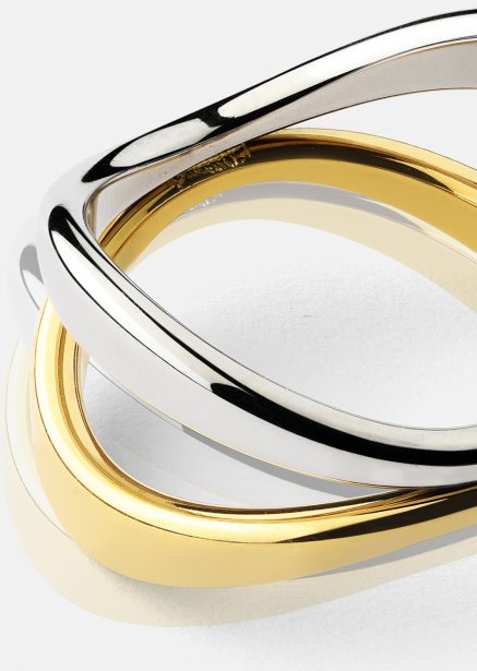 Sormus Bicolor Wave - 18k Kullattu