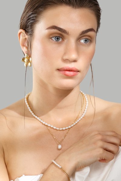 Kaulakoru Duo Pearl & Gold - 18k Kullattu