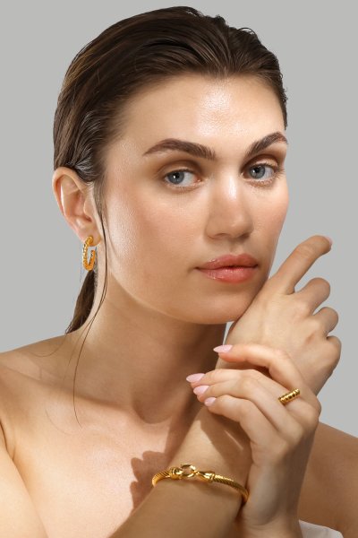 Sormus Bold Ribbed - 18k kultapäällysteinen
