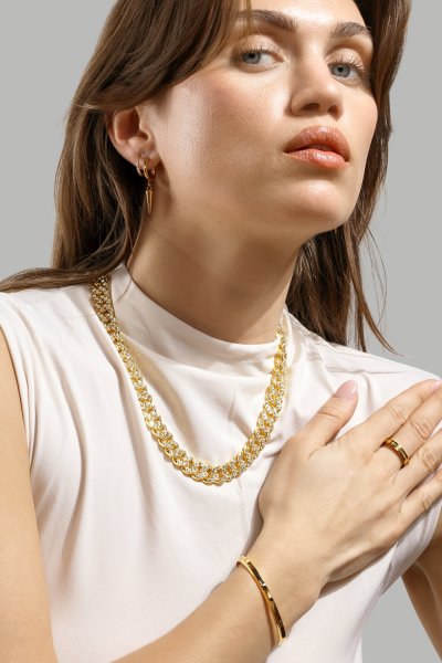 Sormus Plain Link - 18k Kullattu
