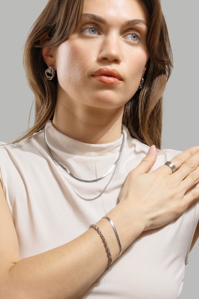 Rannekoru Sleek Chain - Hopeoitu