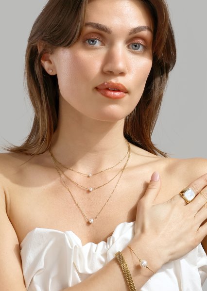 Kaulakoru Mini Pearl - 18k Kullattu
