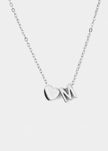 Kaulakoru Heart Letter A-N - Hopeoitu