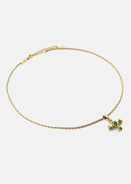 Emerald Cross Green Kaulakoru – 18k Kullattu