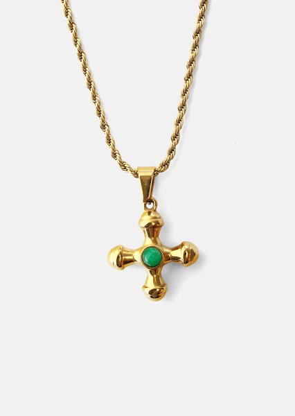 Emerald Cross Green Kaulakoru – 18k Kullattu