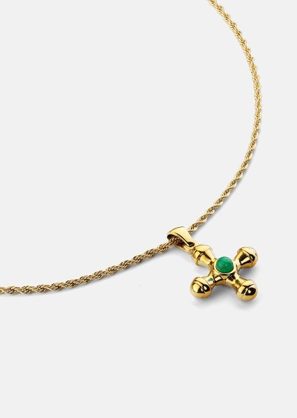 Emerald Cross Green Kaulakoru – 18k Kullattu