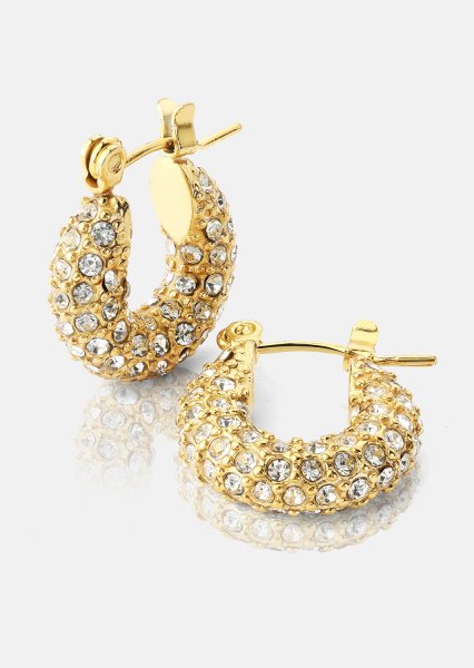 Chunky Pearl Hoop Earrings - 18k Kullatut