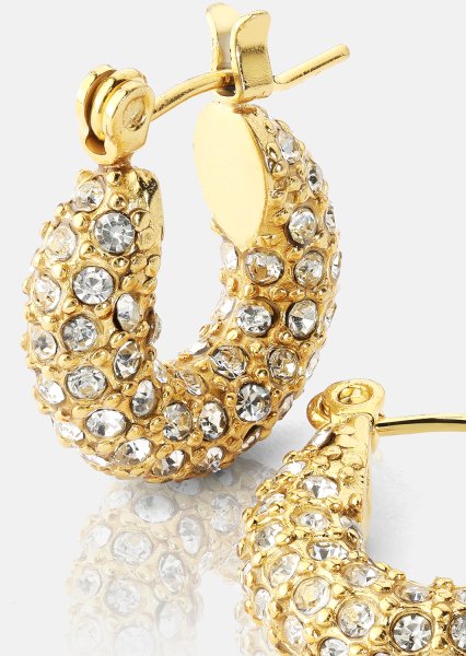 Chunky Pearl Hoop Earrings - 18k Kullatut