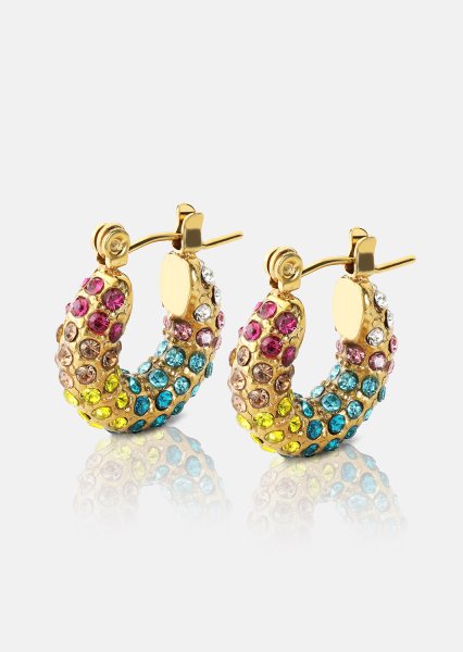 Colored Pearl Hoop Korvakoru - 18k Kullattu