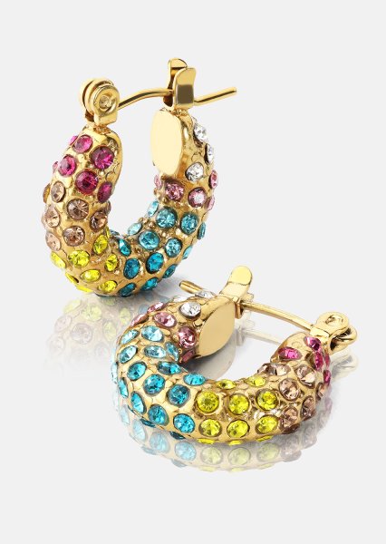 Colored Pearl Hoop Korvakoru - 18k Kullattu