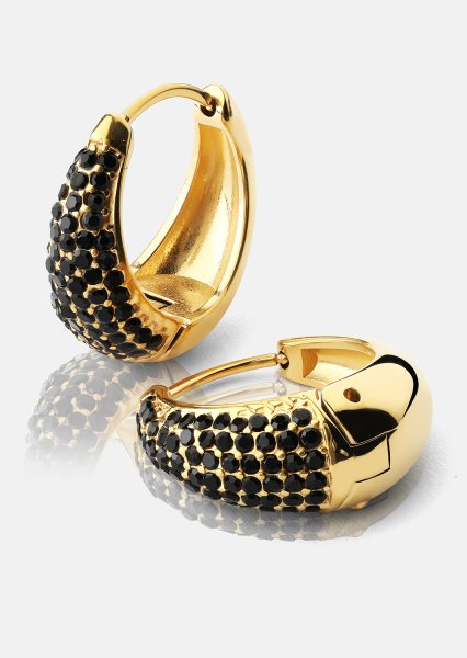 Korvakoru Dark Crystal Hoop - 18k Kullattu