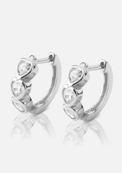 Korvakoru Heart Hoops - Hopeoitu