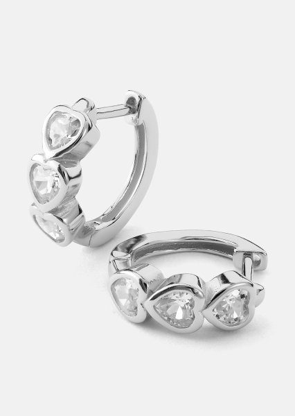 Korvakoru Heart Hoops - Hopeoitu