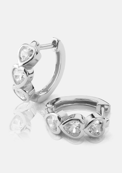 Korvakoru Heart Hoops - Hopeoitu