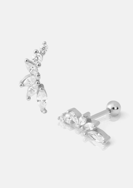 Korvakorut Leaf Studs - Hopeoitut