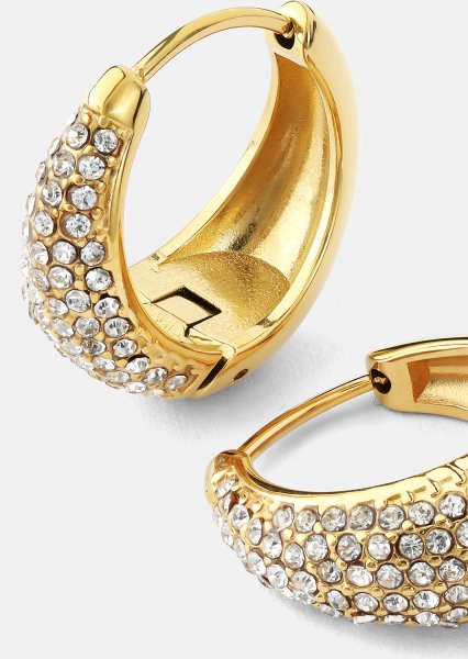 Korvakoru White Crystal Bold Hoops - 18k Kullattu