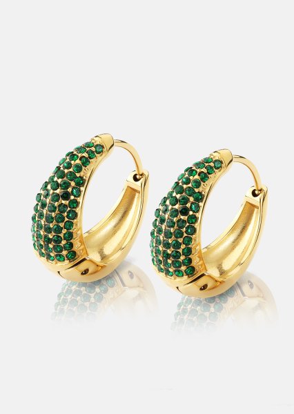Korvakoru Green Crystal Hoop - 18k Kullattu