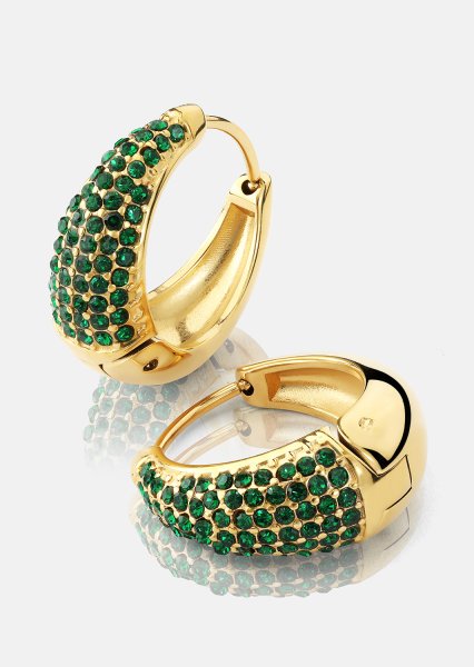 Korvakoru Green Crystal Hoop - 18k Kullattu