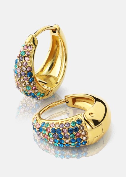 Korvakoru Multicolor Crystal Bold Hoops - 18k Gold Plated