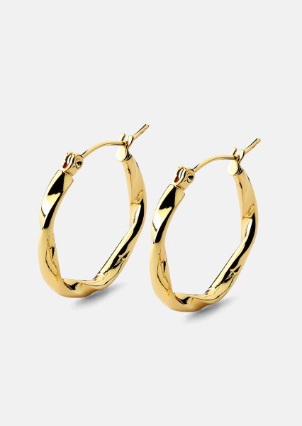 Twist Glow Hoops - 18k Kultapinnoitetut Korvakorut
