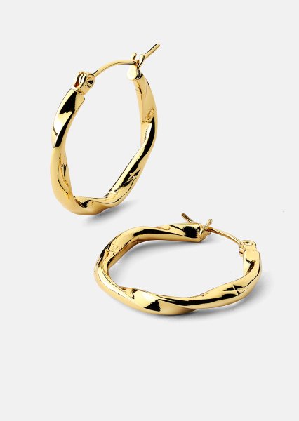 Twist Glow Hoops - 18k Kultapinnoitetut Korvakorut
