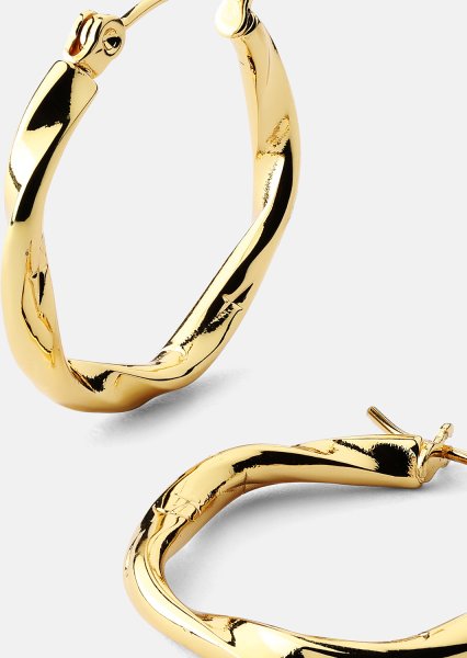 Twist Glow Hoops - 18k Kultapinnoitetut Korvakorut