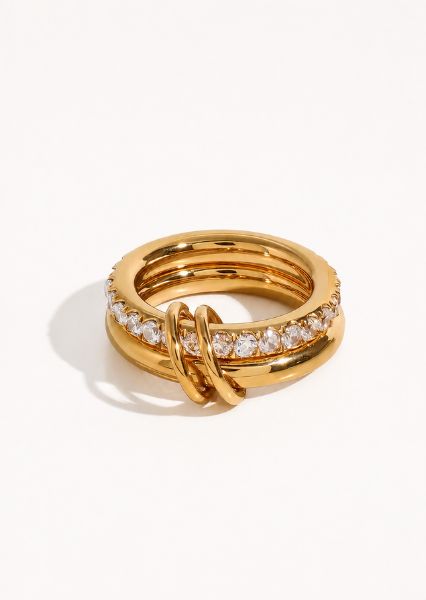 Sormus Stacked Crystal - 18k kultapäällysteinen