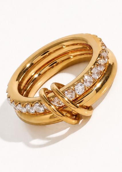 Sormus Stacked Crystal - 18k kultapäällysteinen