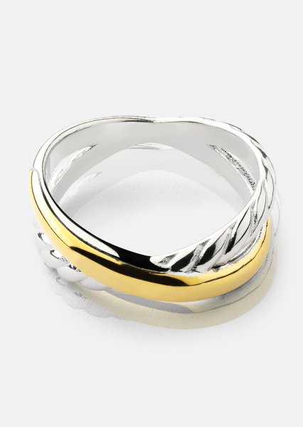 Sormus Golden Silver Twist - 18k Kullattu