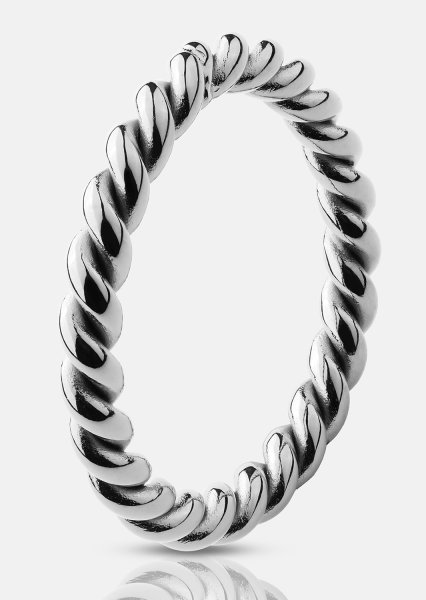 Sormus Silver Twist - Hopeoitu
