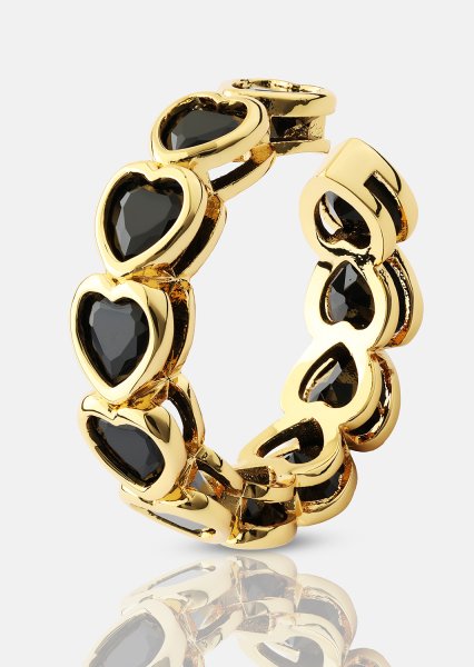 Sormus Eternal Night Heart - 18k Kullattu